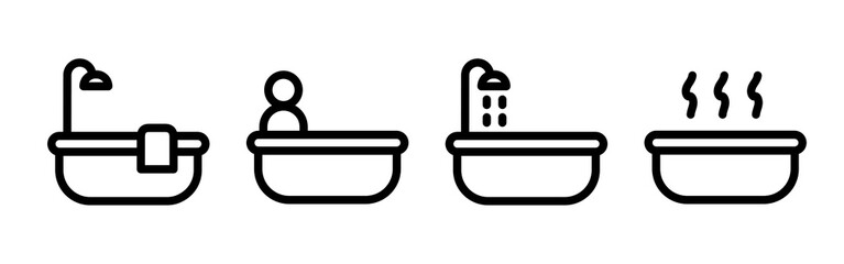 Set of bathtub icon in simple style