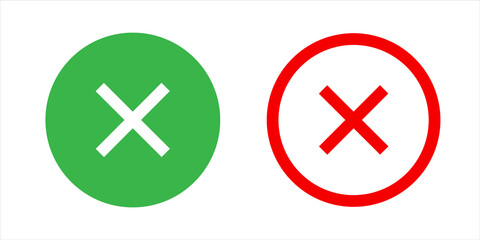 Red and green cancel icon for web interface design