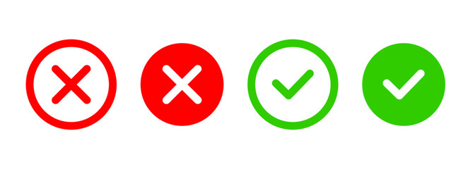 simple Yes or No icon design in red and green color