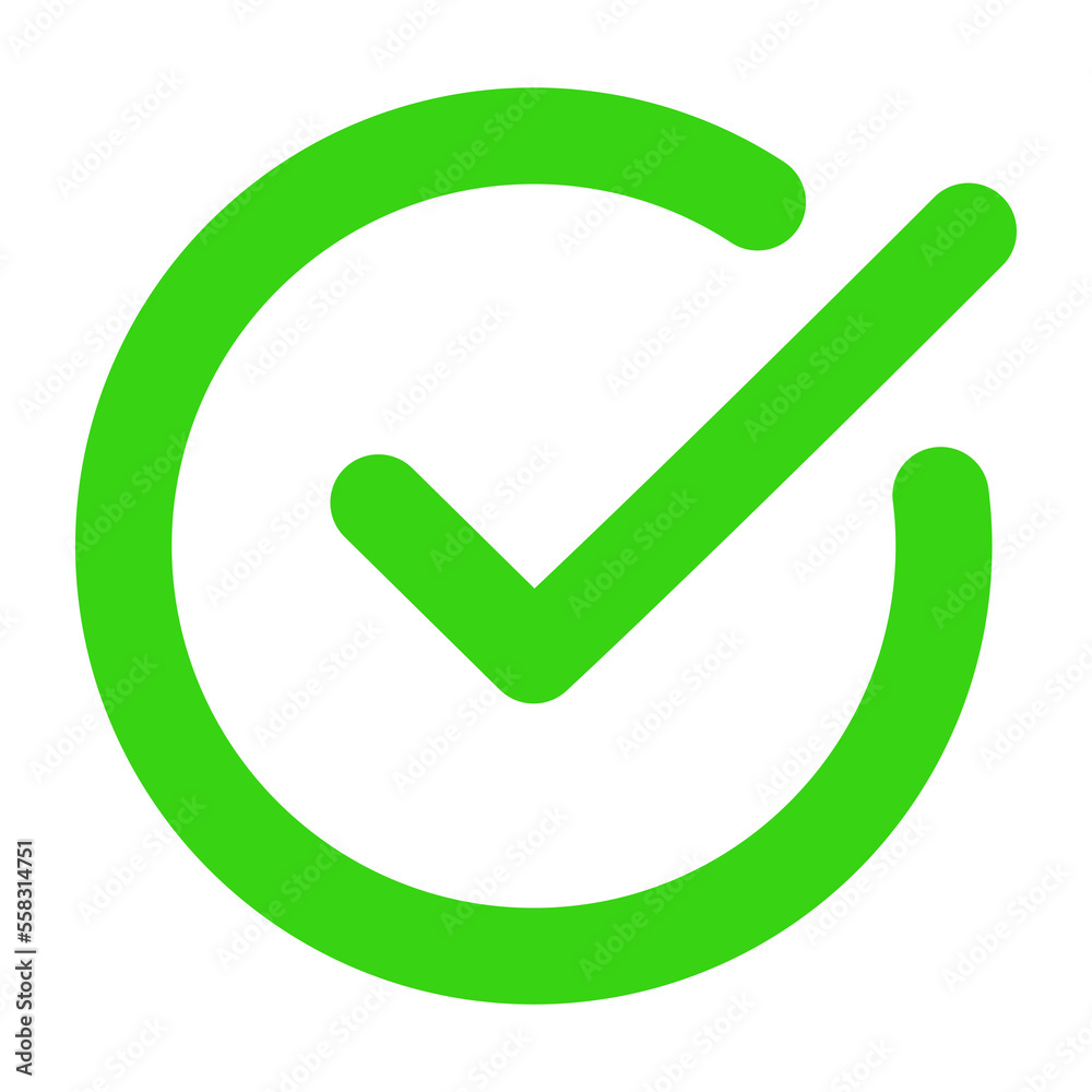 Poster check mark icon in round shape line