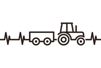 Tractor heartbeat. Farmer symbol