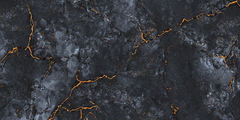 dark color marble texture, black marble background, black marble background with yellow veins - 558315551