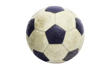 Old soccer balls on white background, clipping  paths