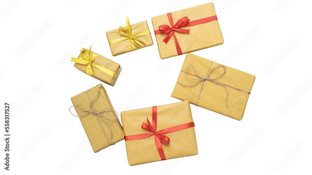 Poster gift box in round composition for frame and background