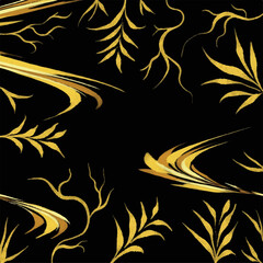 Yellow and black botanical leaves vector background with elegant and natural theme. Decorative vector wallpaper for social media post, paper print, sticker, and other purposes.