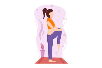 Obraz na płótnie Canvas Woman Doing Yoga Flat Design Illustration