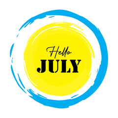 hello july text background vector. suitable for card, banner, or poster