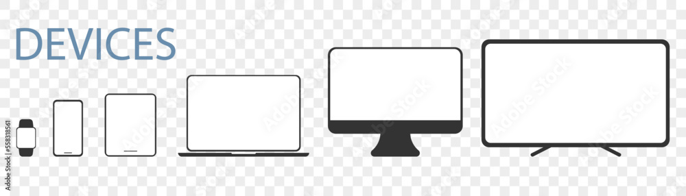 Aufkleber set of different devices icon with blank screen. electronic icons collection. vector illustration