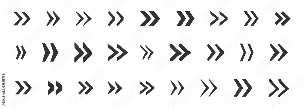 Aufkleber arrows icons collection. black arrows symbol. set of app arrows