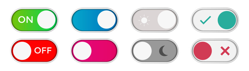 On and off web buttons design collection. Vector illustration