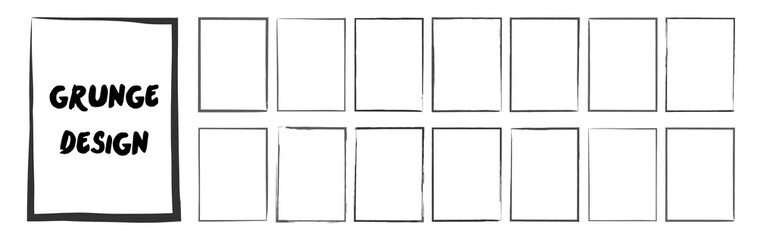 Set of grunge ink frames. Abstract paint textured frames