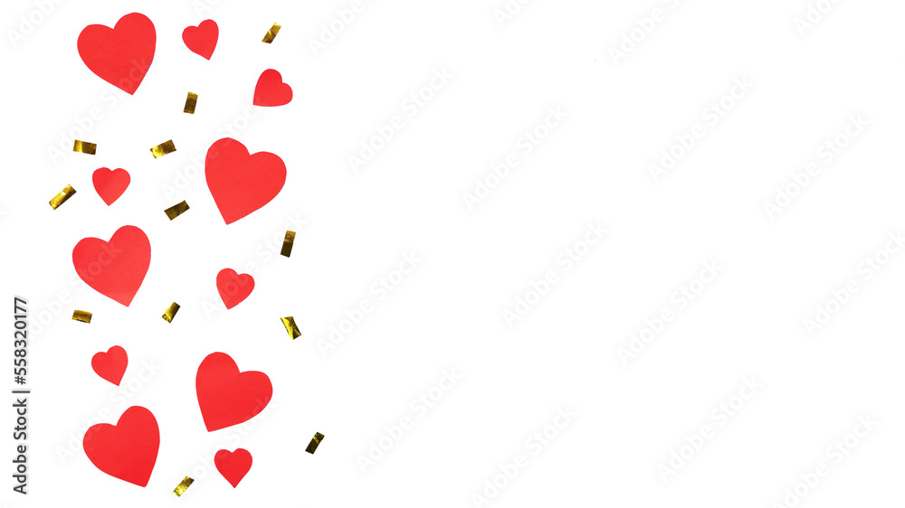 Poster heart shape paper in flat lay for frame and background