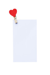 White blank postcard paper with heart clasp for mockups design