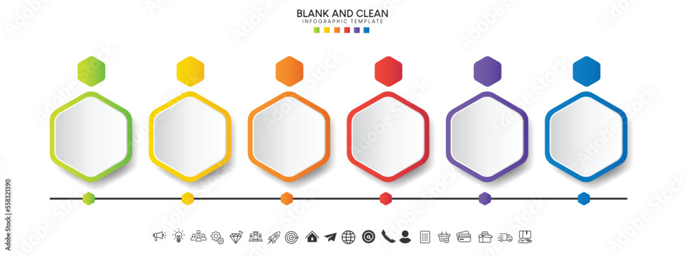 Wall mural blank and clean. steps business data visualization timeline process infographic template design
