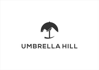 umbrella mountain hill logo design vector illustration template