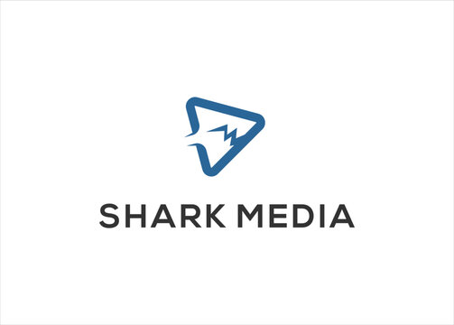 shark media play logo design vector illustration template