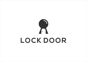 lock key and door home logo design vector illustration template