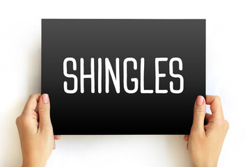 Shingles text on card, concept background