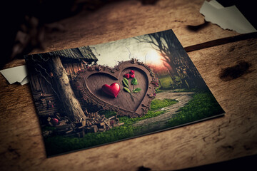 Heart postcard for Valentine's Day. Generative AI