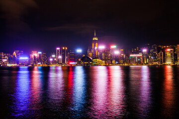 Naklejka premium HONG KONG SKYLINE - NIGHT