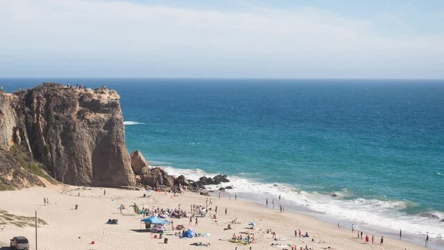 Timelapse wide shot beach wedding at Point Dume