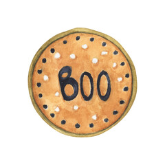 Halloween cookie. Watercolor illustration.