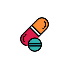 Capsule vector icon. medicine icon color outline style. perfect use for logo, presentation, website, and more. simple modern icon design filled line style