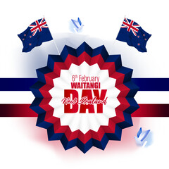 Vector illustration of Happy Waitangi Day in New Zealand banner