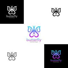 Fototapeta na wymiar Butterfly logo template icon symbol with vibrant color