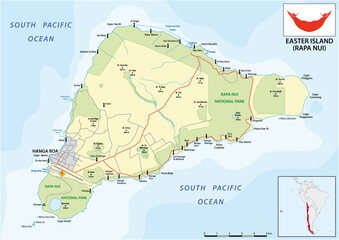 Fototapeta premium Vector map of Chilean island of Rapa Nui, Easter Island