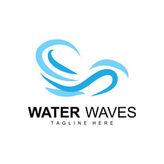 Water Wave Logo, Deep Sea Vector, Maritime Background Template Design