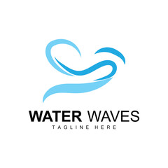 Water Wave Logo, Deep Sea Vector, Maritime Background Template Design