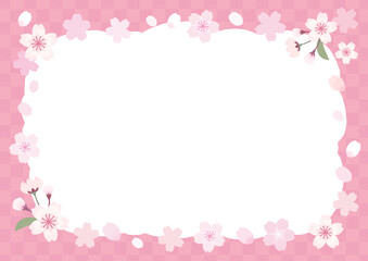 綺麗でかわいい桜のフレーム（透過+ピンク）
