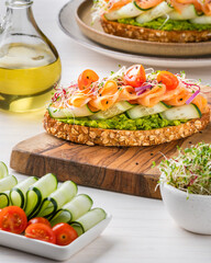 Salmon and avocado toast, Healthy breakfast