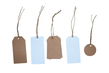 Set of blank tag for mockups in brown color. Collection of retro label for fashion business design