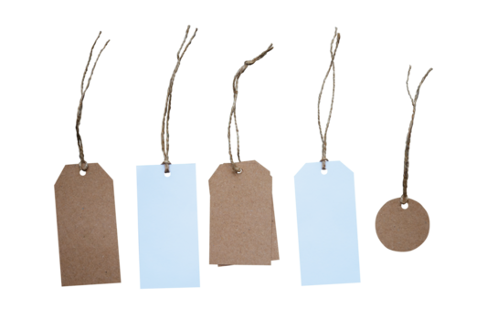 Set of blank tag for mockups in brown color. Collection of retro label for fashion business design