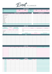 Pink blue holiday planner template