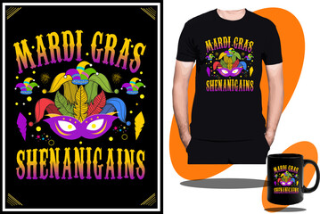Mardi gras t shirt and women t shirt design or t shirt design template