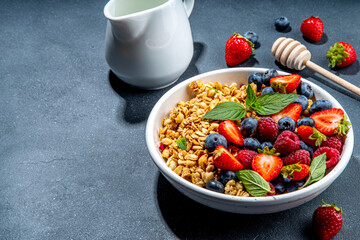 Healthy breakfast granola with berry