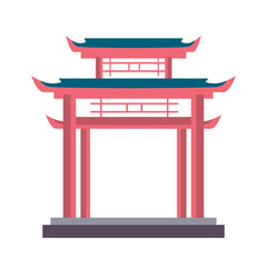 Gate in traditional asian style of Japanese or Chinese architecture. Vector illustration isolated design