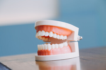 Stomatology concept, partial portrait of girl with strong white teeth looking at camera and smiling, fingers near face. Closeup of young woman at dentist's, studio, indoors