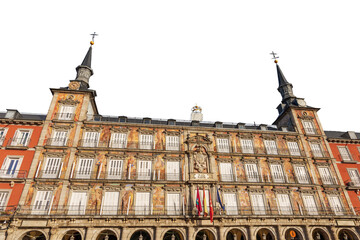 Facade of the Casa De La Panaderia (house of the bakery, 1619), ancient palace in Plaza Mayor (main...
