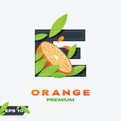 Alphabet E Orange Fruit Edition