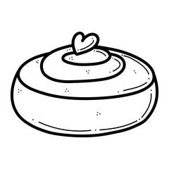 Hand drawn vector illustration of cinnamon roll bun. Doodle pastry for bakery design, cafe menu and decor