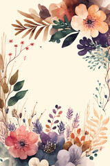 Flat folk floral watercolors background design