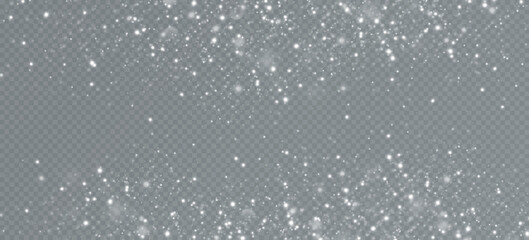 Realistic falling snow.Christmas background.Isolated on transparent background.