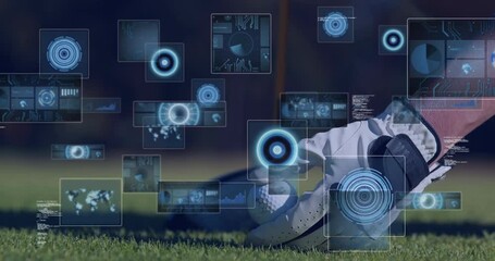 Animation of data processing over golf player - Powered by Adobe