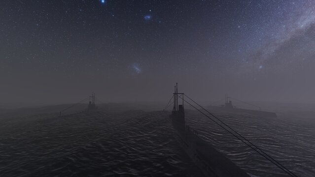 submarines diving to ocean