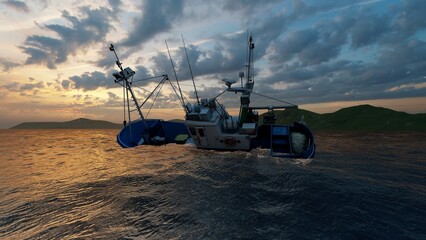 Fototapeta premium ship shinking to ocean