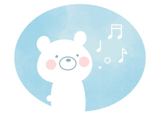 歌を歌うほのぼの白くまと音符